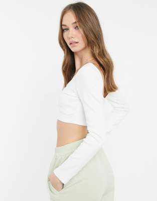 white long sleeve crop top asos