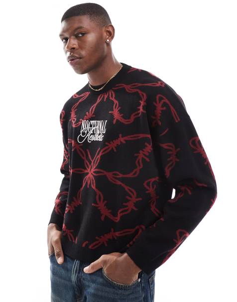 Bershka butterfly graphic knit sweater in black - view 1
