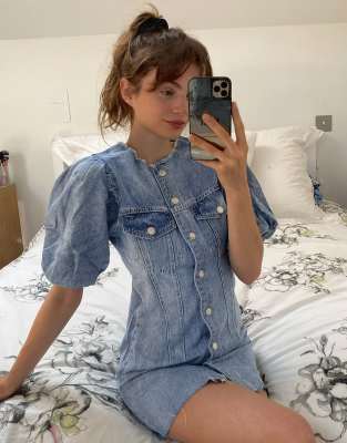 button down jean dress