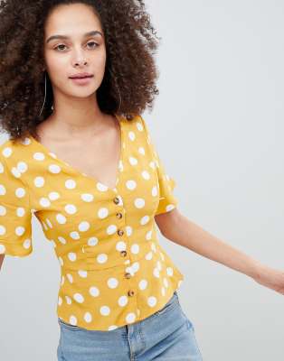 yellow polka dot top