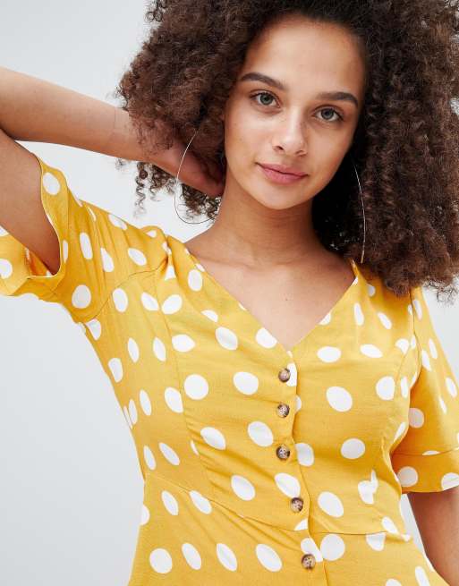 Yellow and white hot sale polka dot blouse