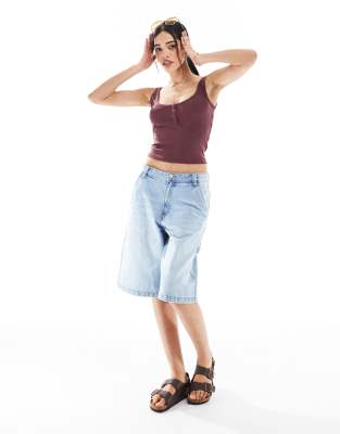 BERSHKA BUTTON DOWN RIBBED TANK TOP 
