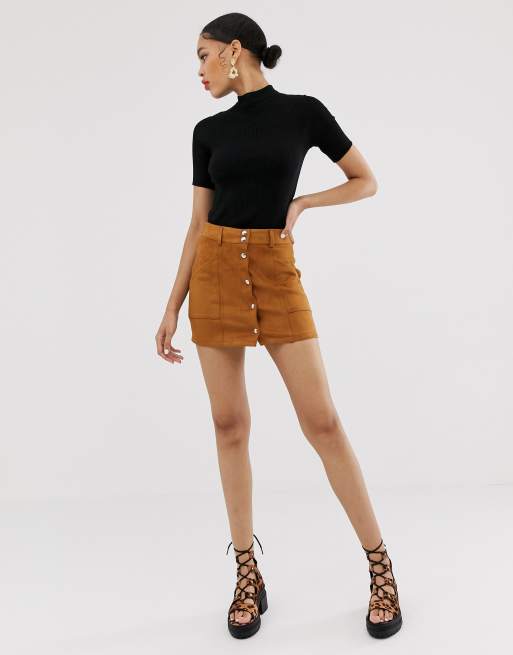 Tan button on sale down skirt