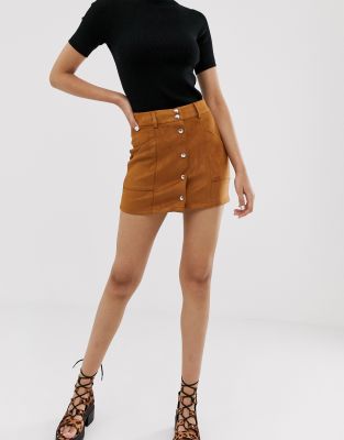 tan button skirt