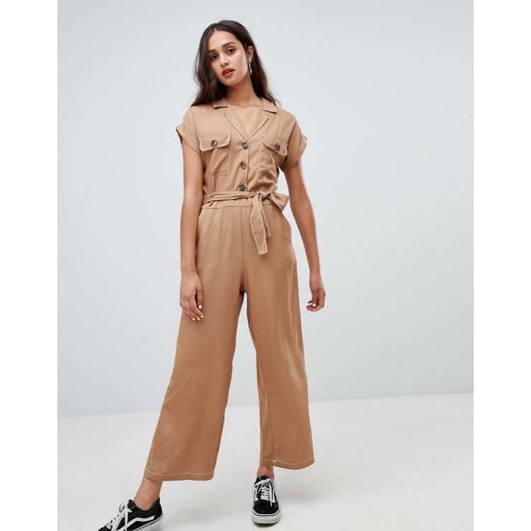 Bershka jumpsuit beige online