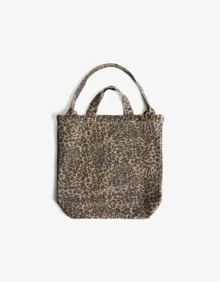 Bershka - Pantalon droit clouté à imprimé animal - Marron
