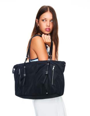 Bershka - Cabas en similicuir - Noir