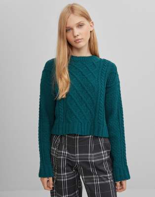 cable knit chenille sweater