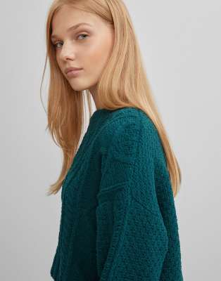 cable knit chenille sweater
