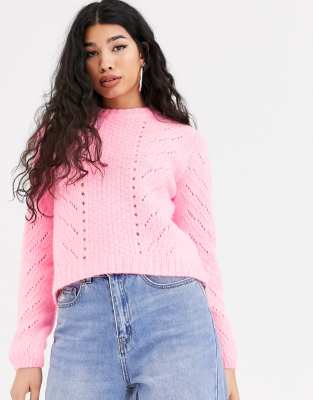 pink cable knit jumper