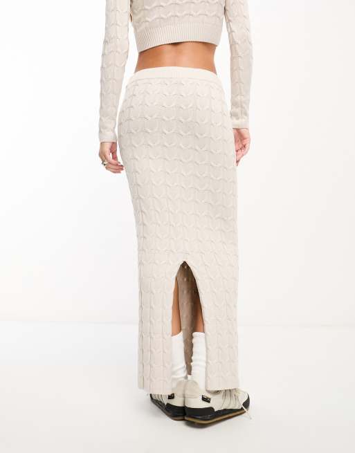 Bershka cable knit midi skirt co ord in stone ASOS