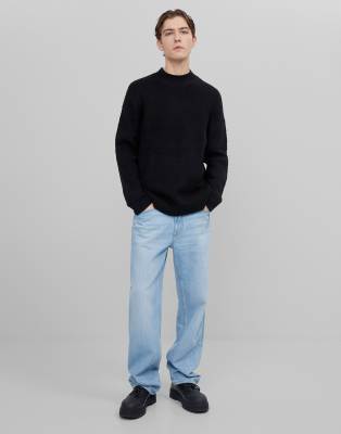 black cable knit turtleneck