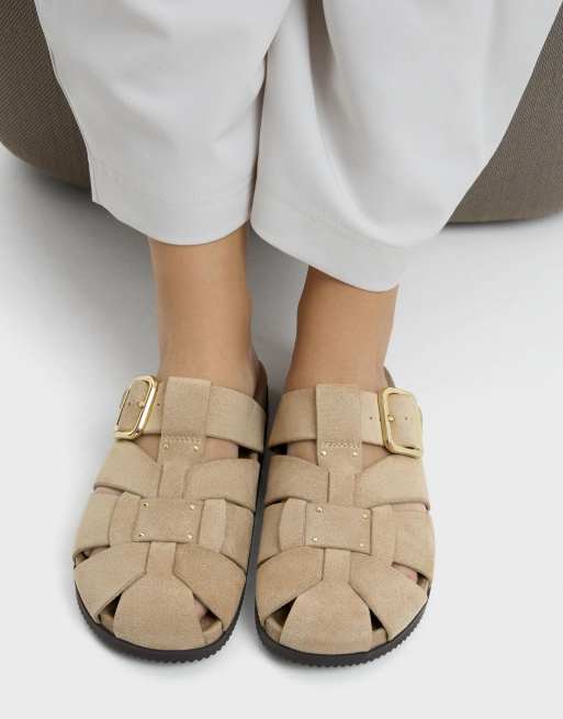 Bershka Cage mule sandals in beige, 7 of 7