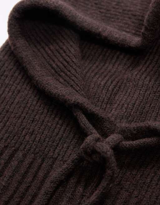 Bershka cagoule en maille marron, 2 de 3