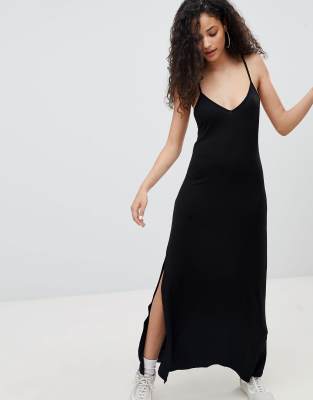 black cami maxi dress