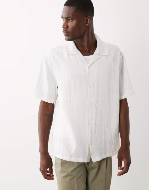 Bershka - Camicia a maniche corte bianca con stampa stile rustico - view 1