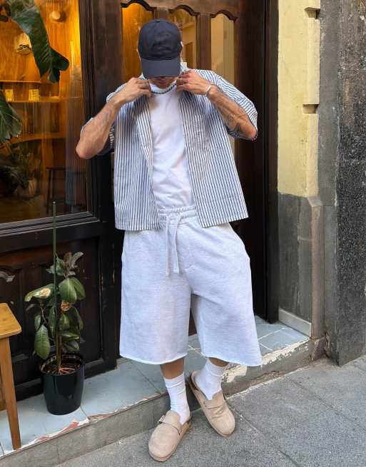 Bershka - Camicia a maniche corte écru a righe, 2 di 4