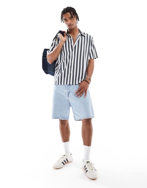 Bershka - Camicia a righe blu navy - view 1