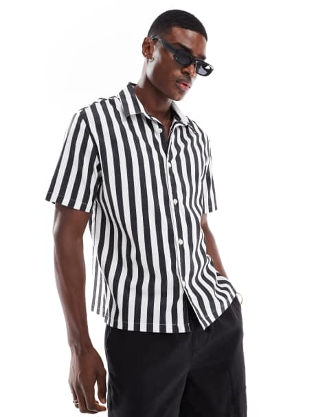 Bershka - Camicia a righe nere vistose - view 1