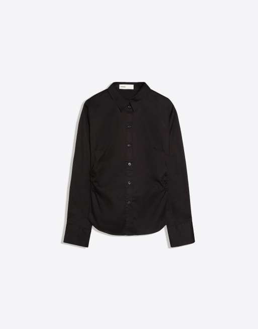 Bershka camicia aderente a maniche lunghe nera, 5 di 5