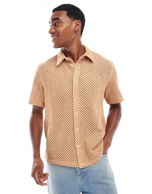 Bershka - Camicia arancione testurizzata con bottoni