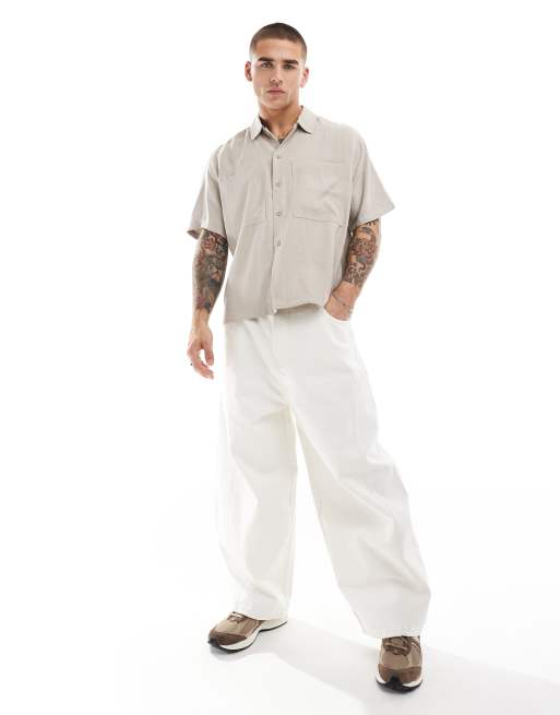 Bershka - Camicia color pietra premium con tasche 