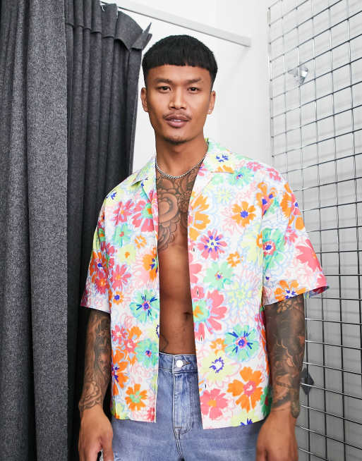 Bershka - Camicia comoda con stampa a fiori rosa