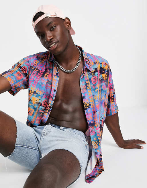 Bershka Camicia con stampa azteca vintage arancione ASOS