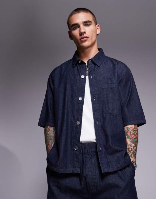 Bershka - Camicia di jeans blu indaco 
