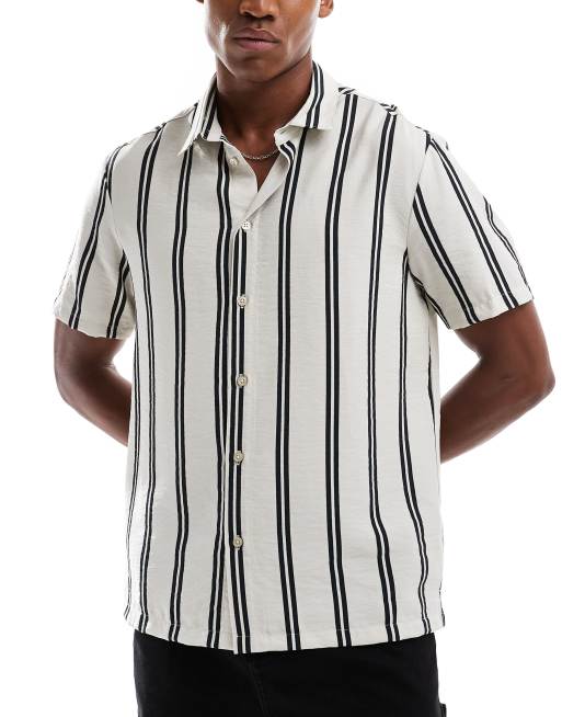 Bershka - Camicia écru a righe 