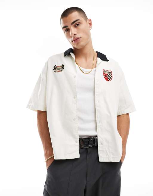 Bershka - Camicia écru con stampa 