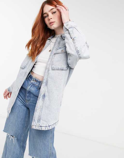 Bershka Camicia giacca di jeans oversize blu vintage