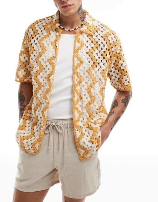 Bershka - Camicia in maglia con roselline gialle 