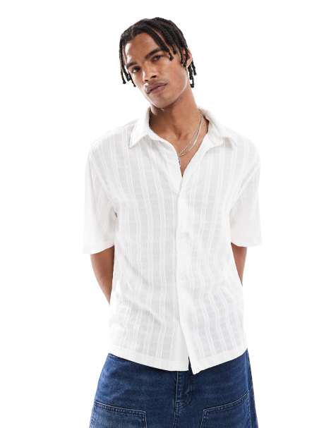 Bershka - Camicia in maglia écru testurizzata - view 1