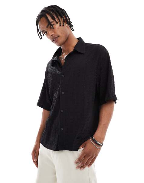 Bershka - Camicia in maglia testurizzata nera - view 1