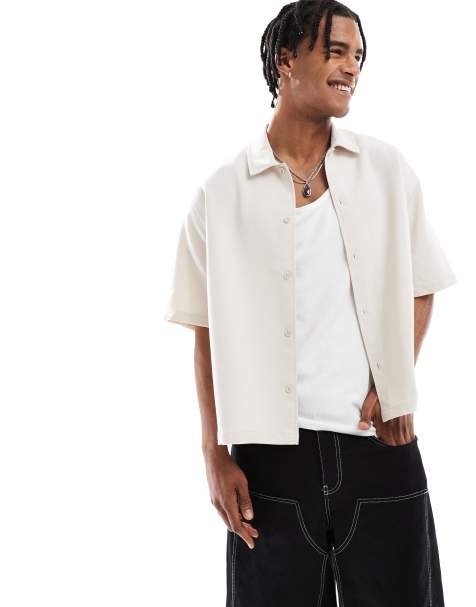 Bershka - Camicia vestibilità comoda écru - view 1