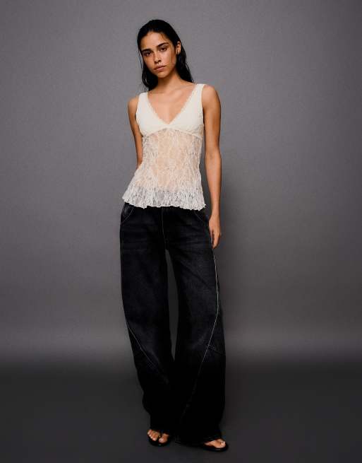 Bershka Camisole aus Spitze in Ecru, 4 von 5