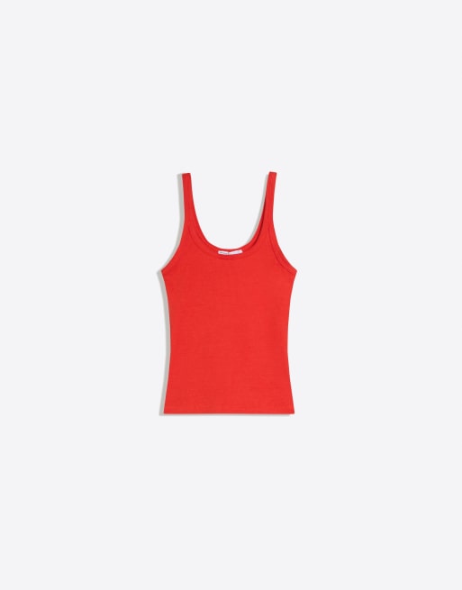 Bershka - Canotta a coste color corallo, 5 di 6