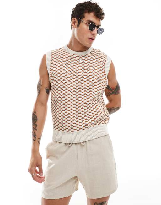 Bershka - Canotta écru con dettagli arancioni