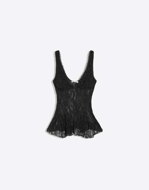 Bershka canottiera in pizzo nera, 5 di 5