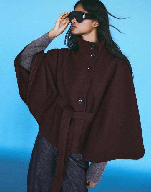 Bershka Cape-Jacke mit Stehkragen in Braun, 2 von 5