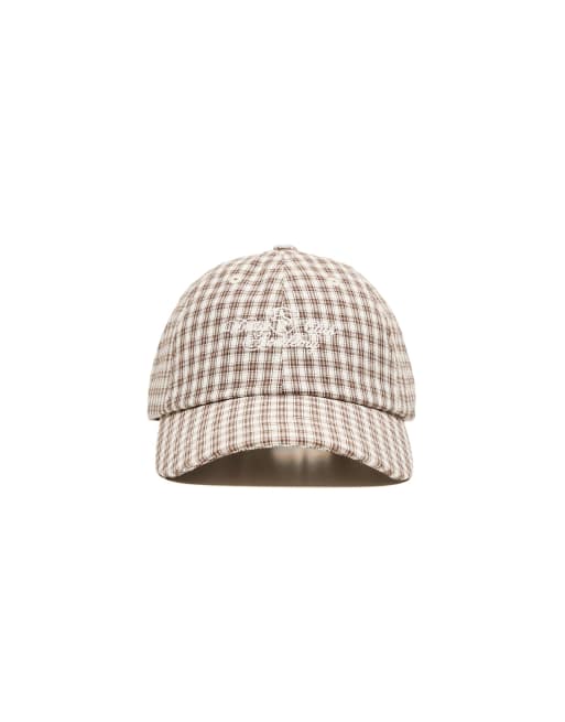 Bershka cappellino a quadri ricamato marrone, 4 di 4