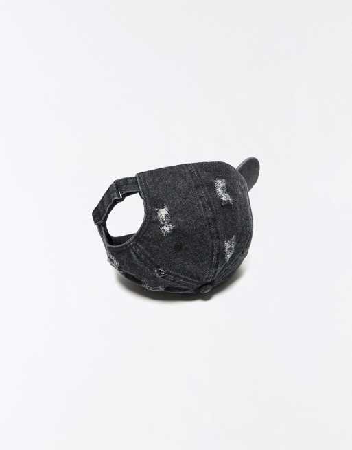 Bershka - Cappellino di jeans nero ricamato, 3 di 3