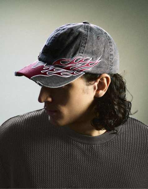 Bershka cappellino ricamato effetto slavato nero - view 1