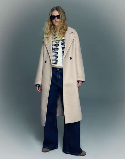 Bershka - Cappotto avvolgente beige morbido al tatto - view 1