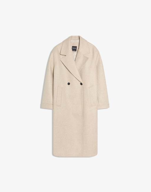 Bershka - Cappotto avvolgente beige morbido al tatto, 2 di 4