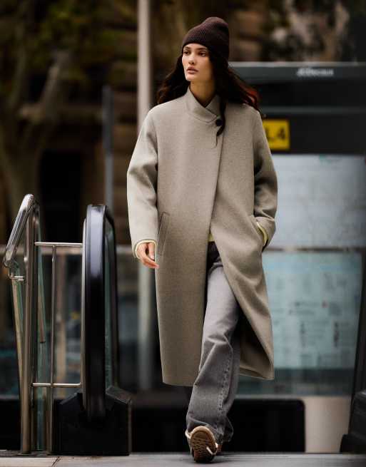 Bershka cappotto in misto lana beige, 2 di 5