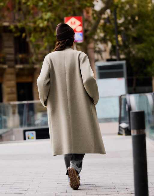Bershka cappotto in misto lana beige, 3 di 5