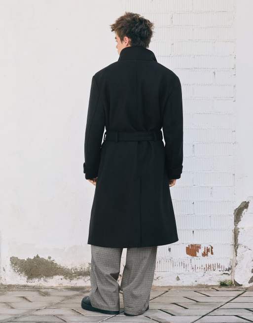 Bershka cappotto lungo con collo alto nero, 3 di 6
