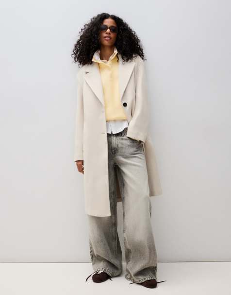 Bershka - Cappotto lungo morbido beige - view 1